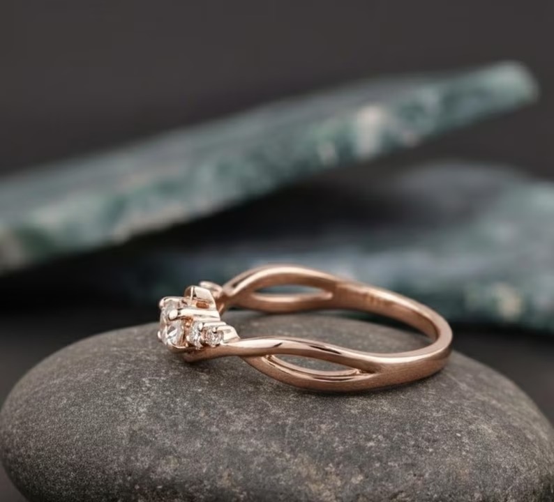 Women Moissanite Diamond Promise Ring, Unique Dainty Diamond Engagement Ring, Diamond Bridal Wedding Ring, Diamond Anniversary Ring Gift