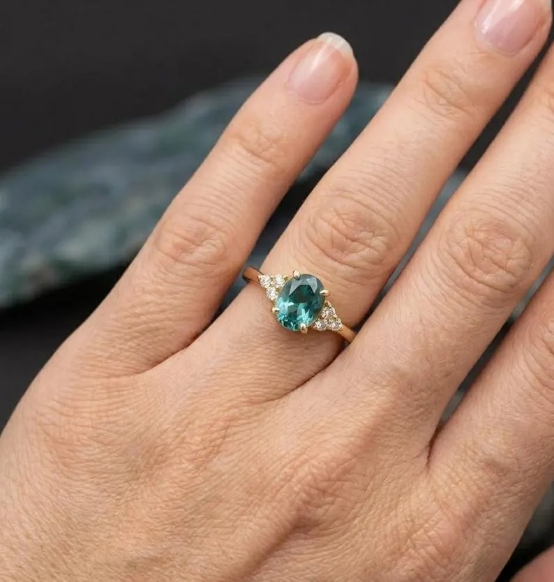 Oval Cut Aquamarine Ring, Minimalist Aquamarine Engagement Ring, Blue Gemstone Promise Ring, 14k Solid Gold Ring, Birthday Gift For Women