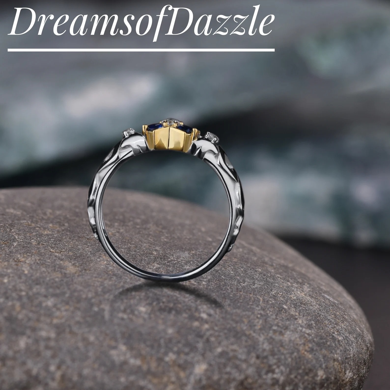 Triforce Zora's Sapphire Spiritual Stone Diamond Ring, 14K Gold Legend of Zelda Inspired Ring, Video Game Engagement Ring, 925 Sterling Ring