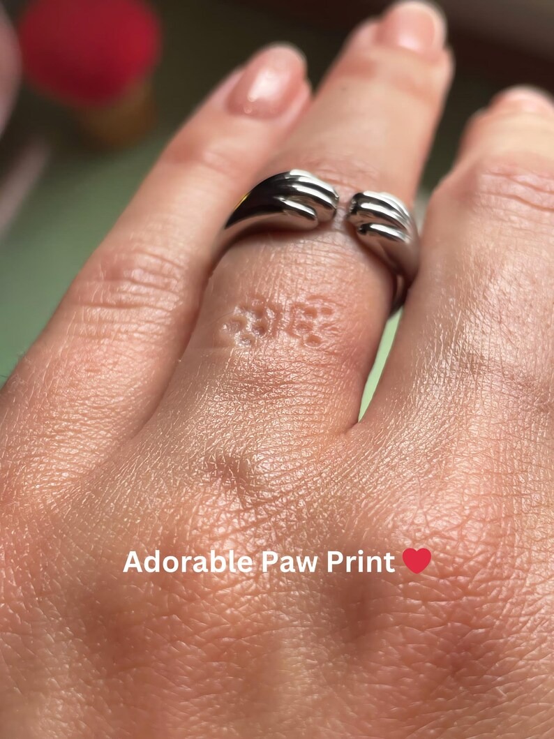 Cat Paw Ring - Open Paw Ring - Cat Ring - Pet Ring - Adjustable Ring - Animal Ring - Paw Hug Ring - Gift For Cat Lover - Animal Jewelery