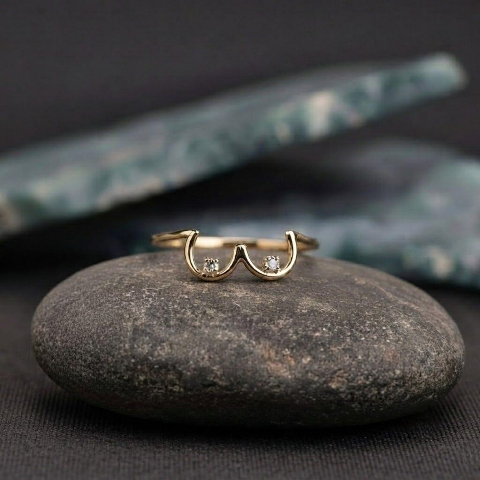 14k Yellow Solid Gold Boobie Ring For Women, Celebrating Breastfeeding, Breast Cancer Awareness Ring, Feminine Ring, Gift For Her Girlfriend