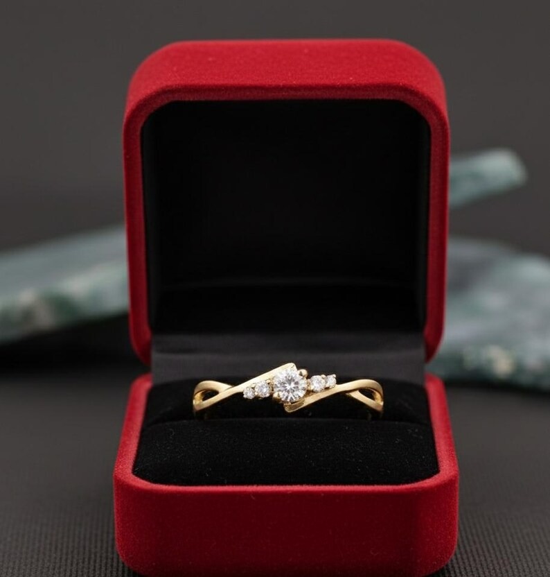 Women Moissanite Diamond Promise Ring, Unique Dainty Diamond Engagement Ring, Diamond Bridal Wedding Ring, Diamond Anniversary Ring Gift