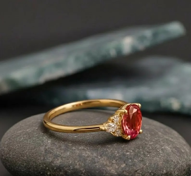 Pink Sapphire Ring, 14K Solid Gold Ring, Sapphire Wedding Ring Silver Ring Vintage Ring Stacking Ring Promise Pink Sapphire Ring For Women