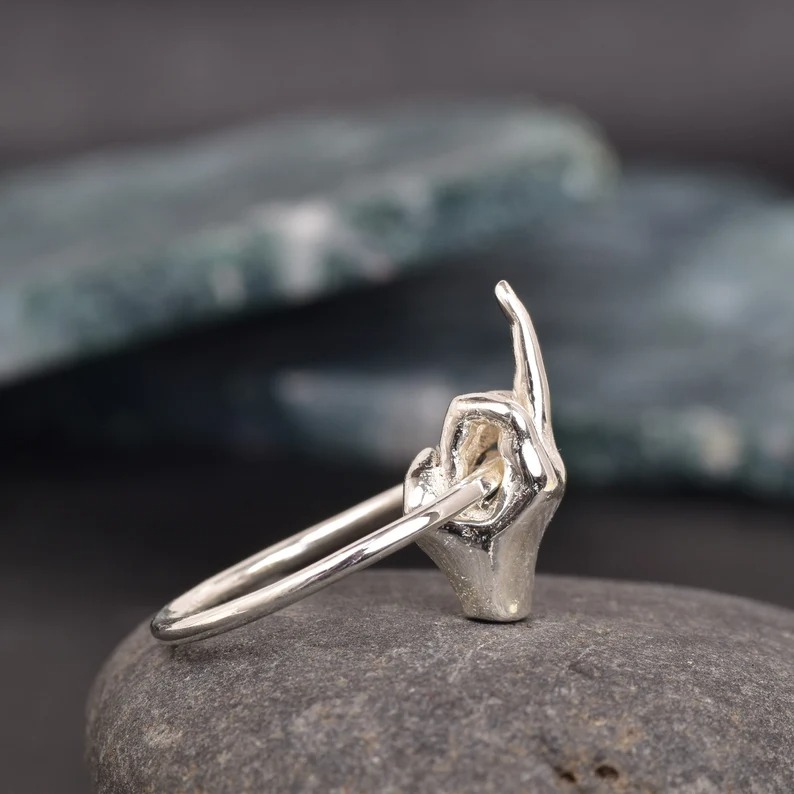 14K Gold Middle Finger Ring: Sterling Silver Statement Jewelry