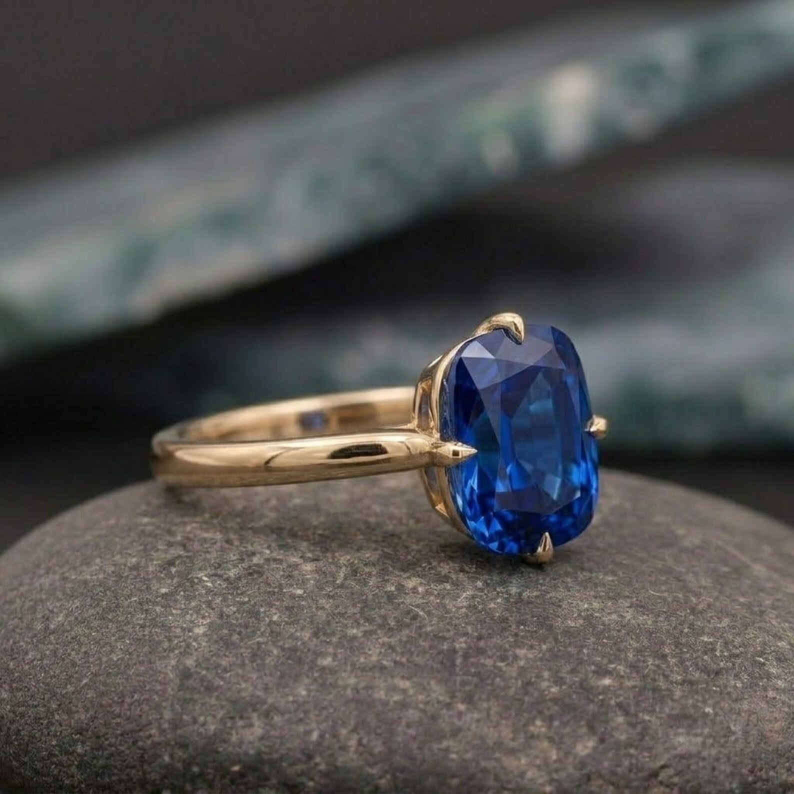 Cushion Cut Sapphire Ring, Solitaire Engagement Ring, Blue Sapphire Gemstone Ring, Minimalist Promise Ring, Gift for Her, Anniversary Gift