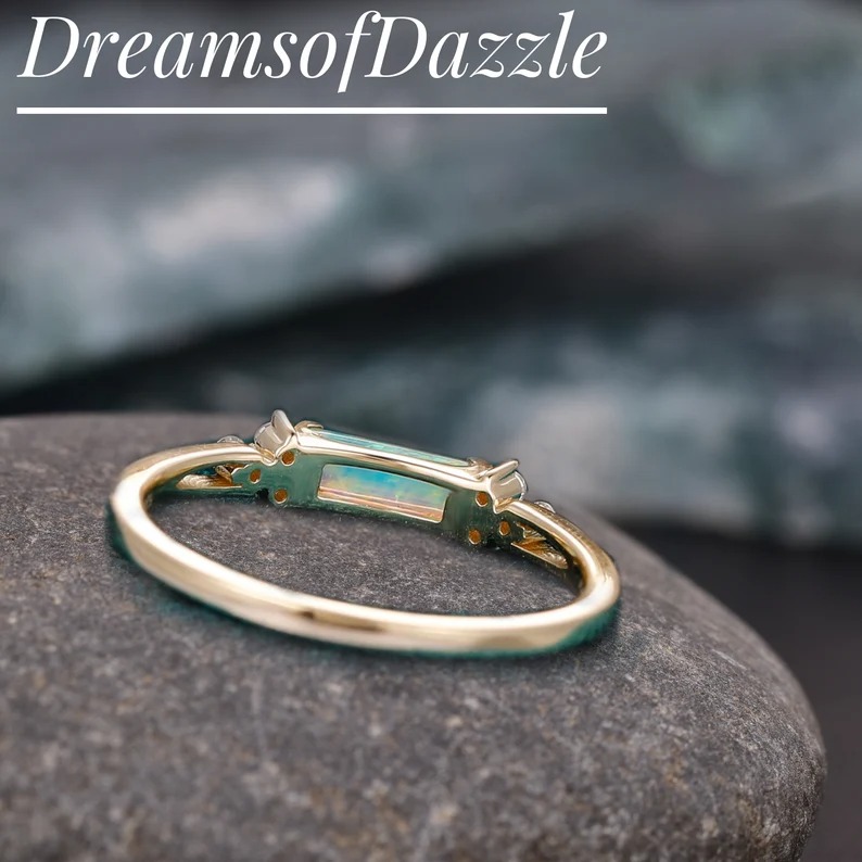 Vintage Wedding Ring, Silver Ring For Women, Opal Engagement Ring, Dainty Ring, Women's Promise Ring, 10k Solid Gold Ring, Wedding Band