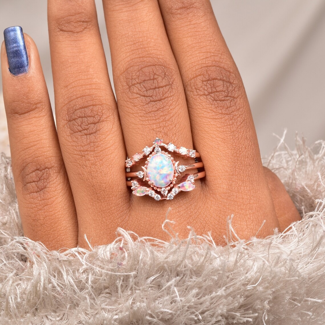 Oval Opal Ring, Vintage Opal Engagement Ring, White Opal Silver Jewelry, Gold Opal Ring, Women's Opal Ring, October Birthstone