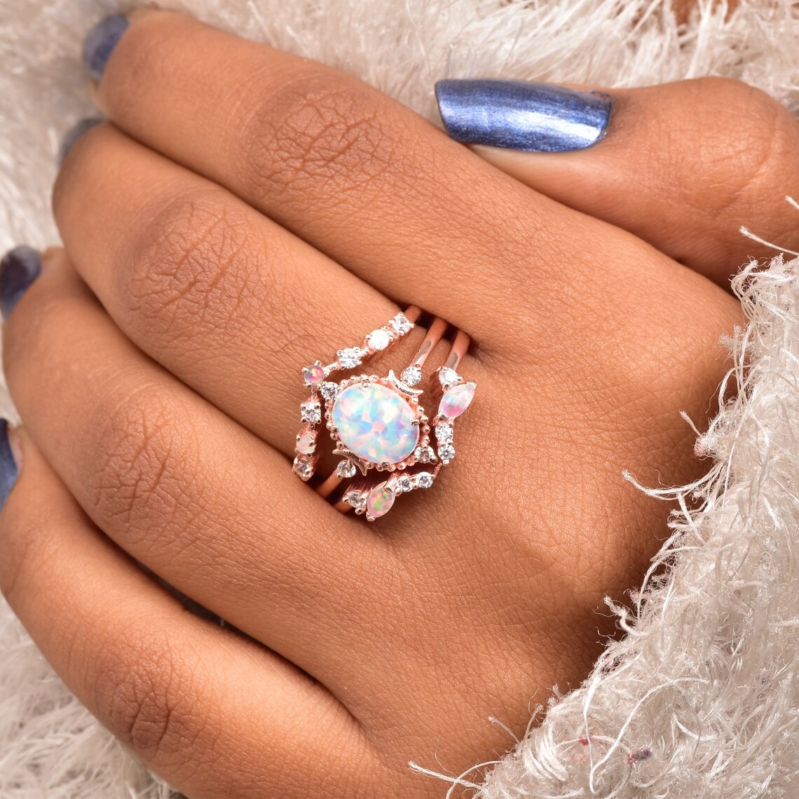 Oval Opal Ring, Vintage Opal Engagement Ring, White Opal Silver Jewelry, Gold Opal Ring, Women's Opal Ring, October Birthstone