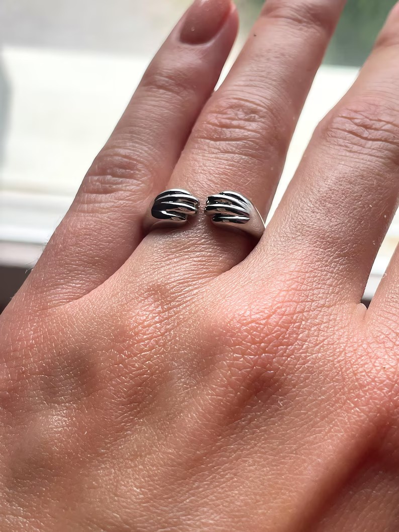 Cat Paw Ring - Open Paw Ring - Cat Ring - Pet Ring - Adjustable Ring - Animal Ring - Paw Hug Ring - Gift For Cat Lover - Animal Jewelery