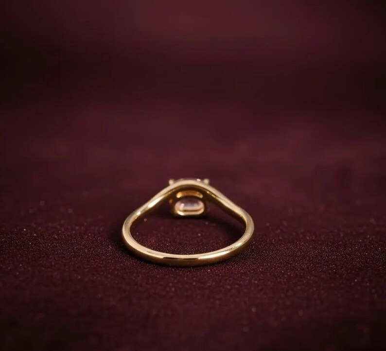 Oval Shaped Pink Sapphire Engagement Ring, Curved Wedding Band, Unique Bridal Gemstone Ring, Personalized Anniversary Ring Gift For Women