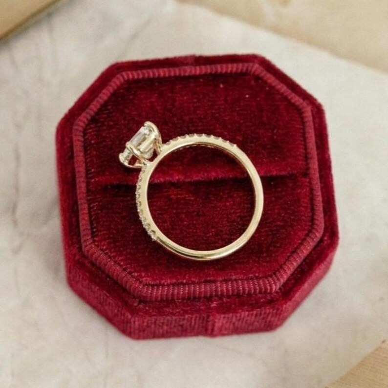 2.5ct Emerald Cut Moissanite Engagement Ring, Solitaire Moissanite Gold Promise Ring, Bridal Wedding Ring, Delicate Anniversary Ring Gifts