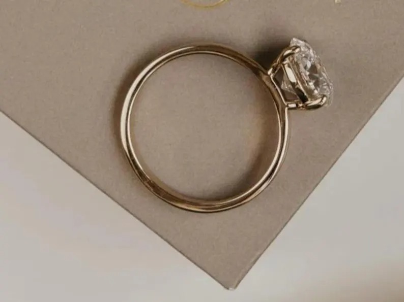Oval Cut Moissanite Engagement Ring, 14K Solid Gold Solitaire Ring, Anniversary Ring Gift For Wife Diamond Ring, Minimalist Wedding Jewelry