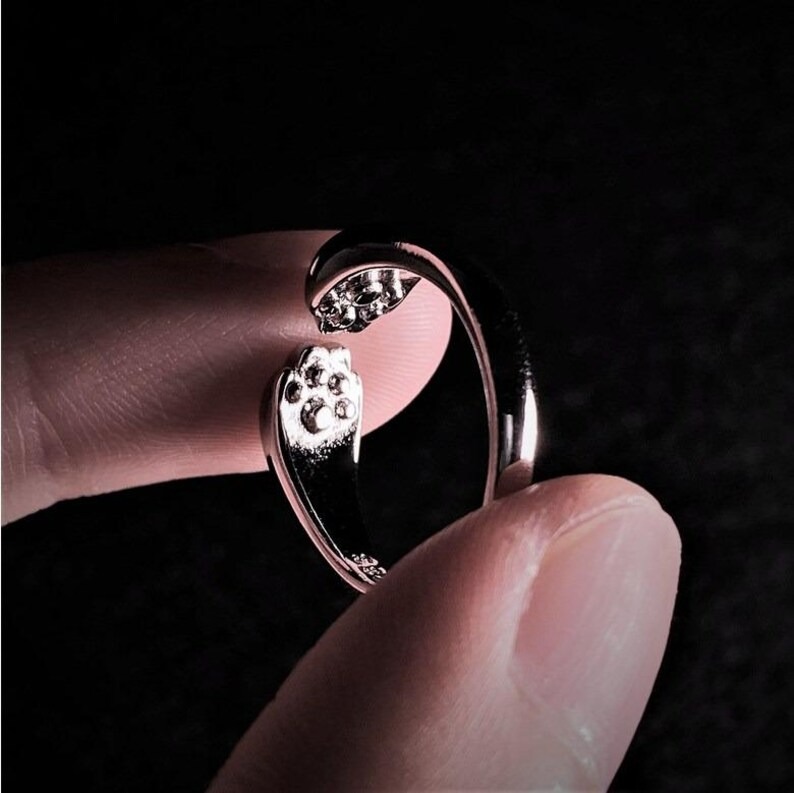 Cat Paw Ring - Open Paw Ring - Cat Ring - Pet Ring - Adjustable Ring - Animal Ring - Paw Hug Ring - Gift For Cat Lover - Animal Jewelery