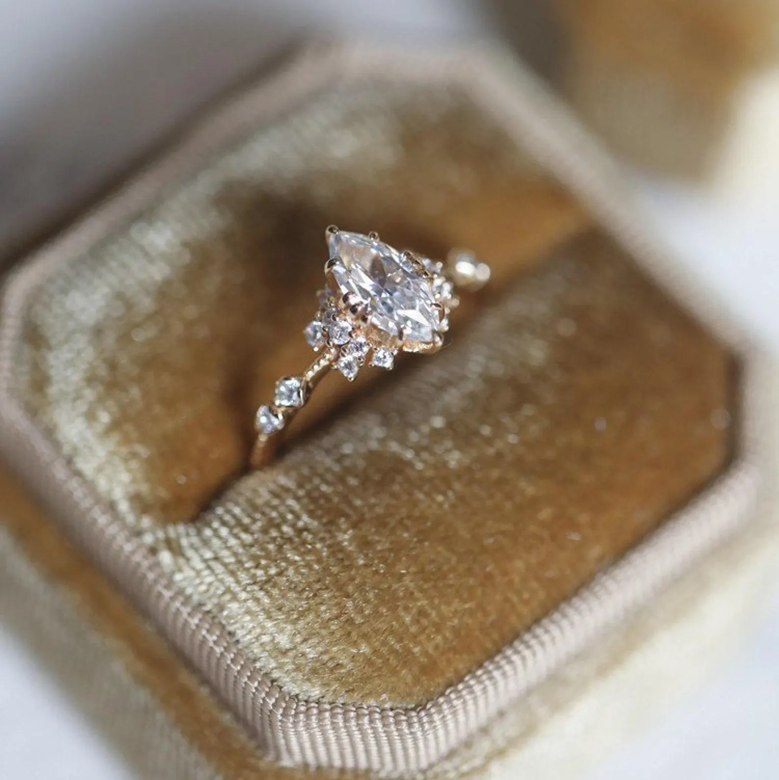 Marquise Cut Moissanite Engagement Ring, Wedding Ring, Anniversary Ring, Unique Promise Ring, Diamond Solitaire, Delicate Gift For Women