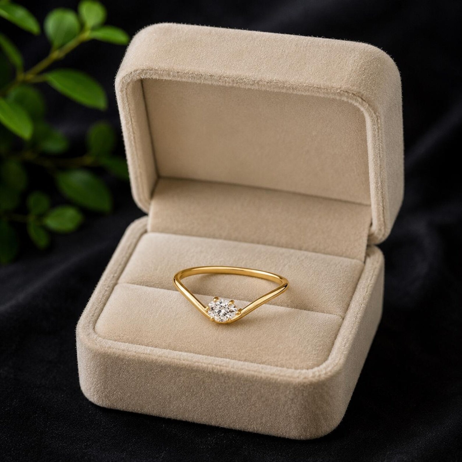 Pear Shape Diamond Wavy Ring, Dainty Stackable Gold Ring, Tear Drop Diamond Pinky Ring, Minimal Solid Gold Band, 14K 10K Gift for Her