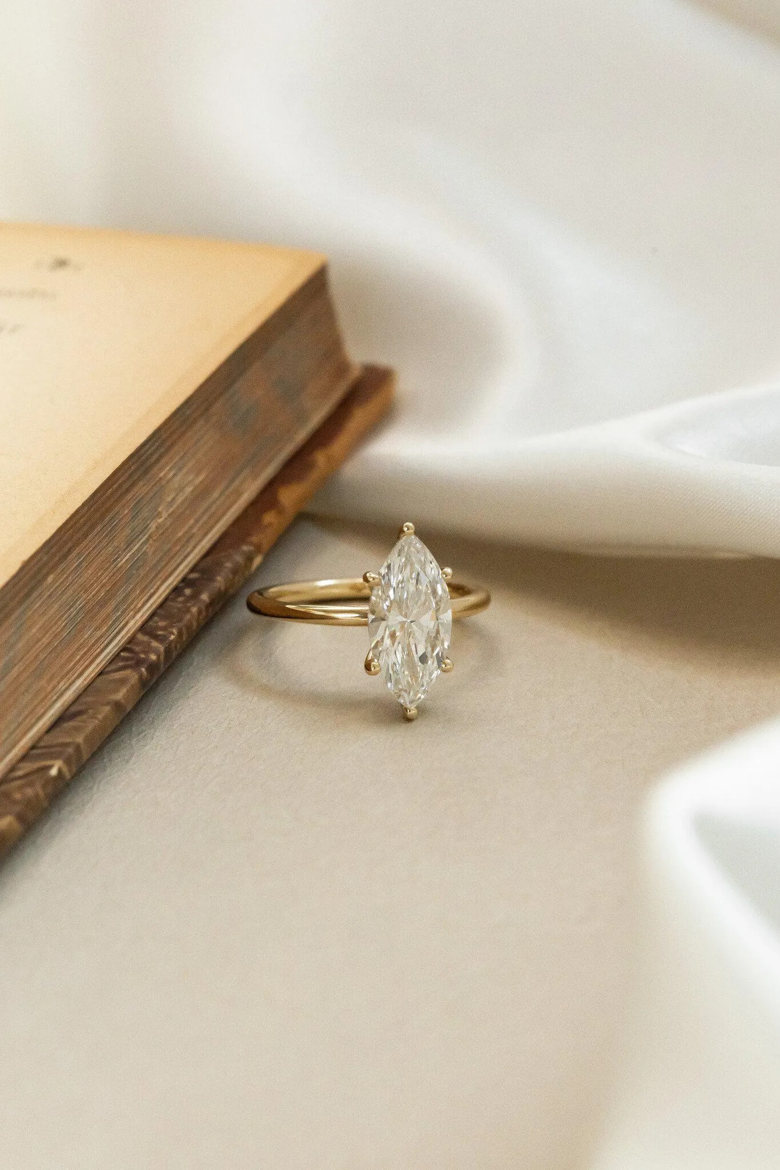 200 CT Marquise Cut Moissanite Engagement Ring / 4 Prong Set Moissanite Solitaire Ring / 14K Rose Gold Marquise Ring For Anniversary Gift