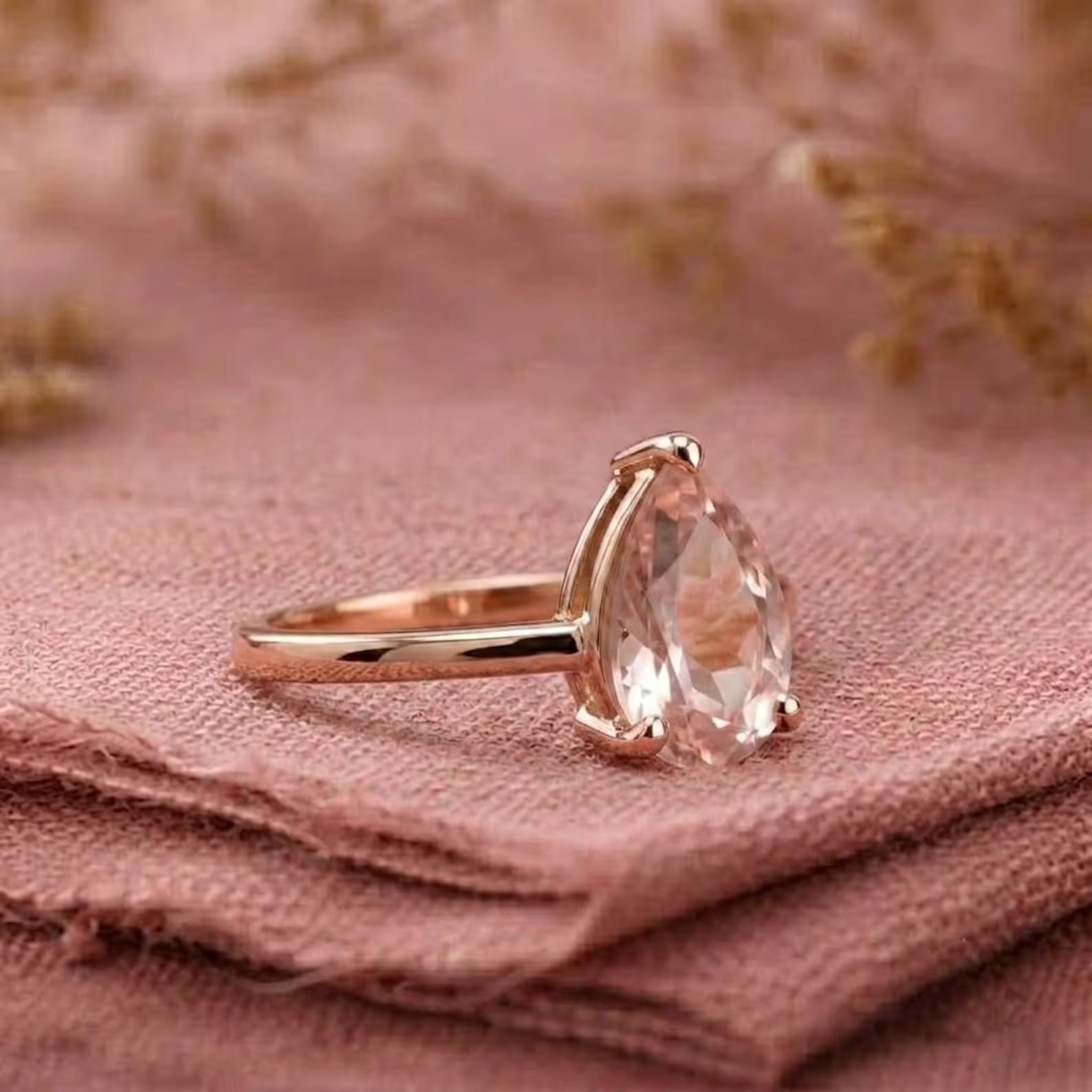 Pink Sapphire Ring, 925 Sterling Silver Handmade Ring, Pear Shape Ring, Pink Gemstone Ring, Single Stone Statement Ring, Bridal Gift For Her