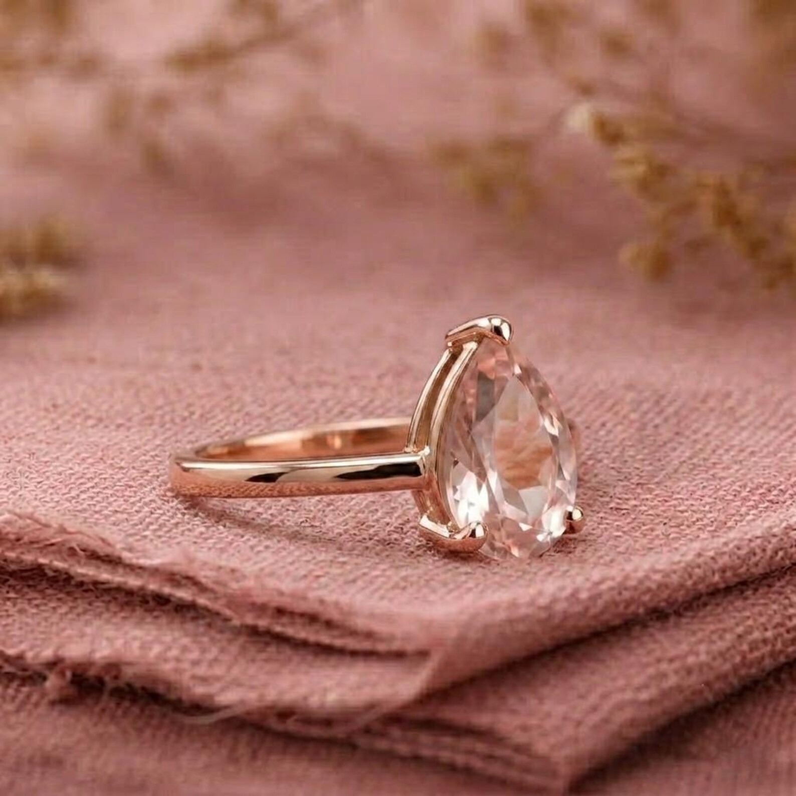 Pink Sapphire Ring, 925 Sterling Silver Handmade Ring, Pear Shape Ring, Pink Gemstone Ring, Single Stone Statement Ring, Bridal Gift For Her