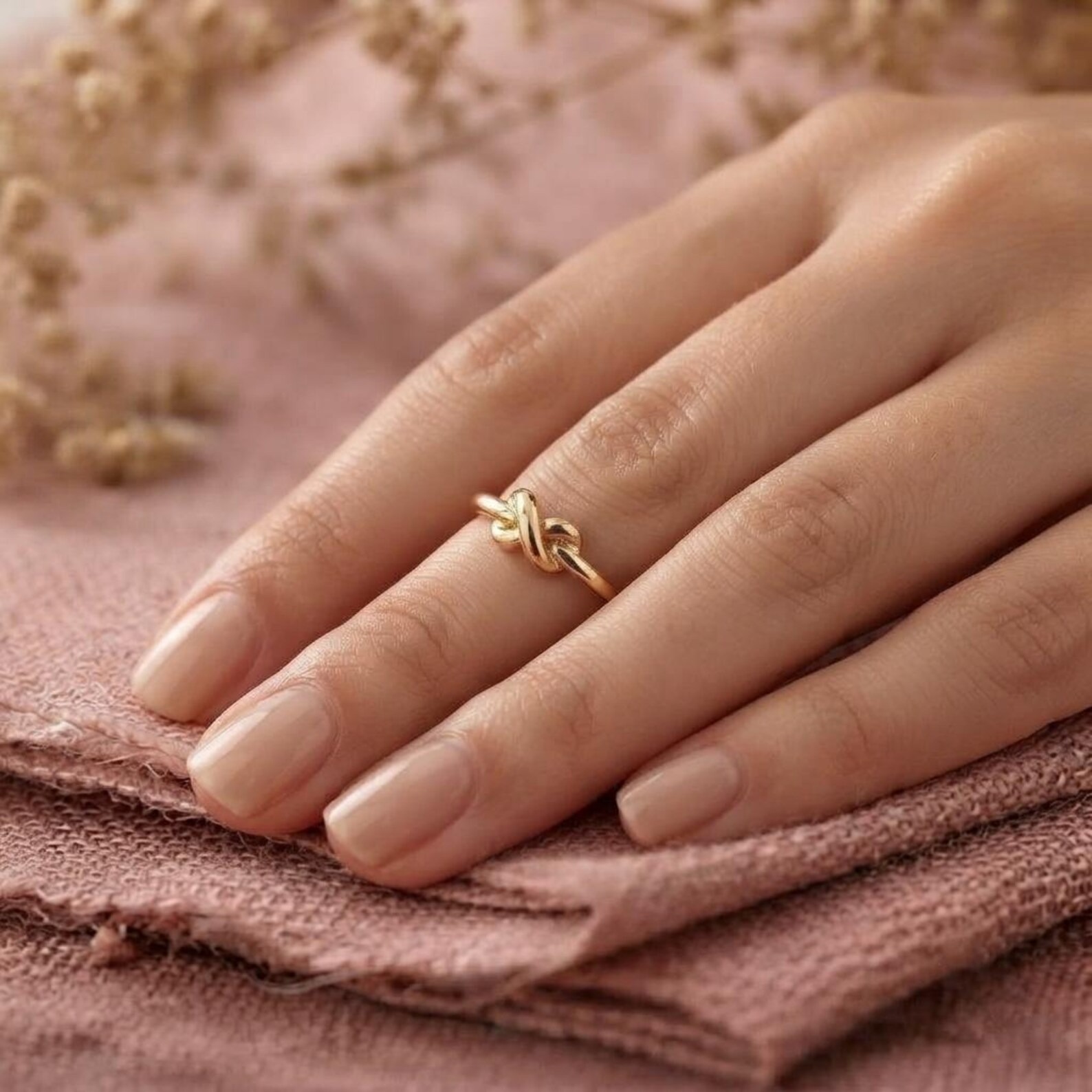 Minimalist Knot Ring, Gold Love Knot Ring, Dainty Promise Ring, Simple Stackable Ring, Infinity Knot Band, Everyday Gold Ring, Gift for Her