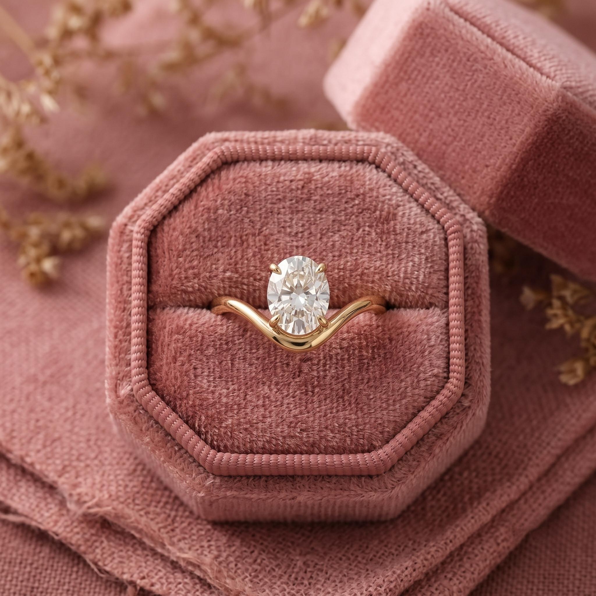 Oval Moissanite Ring, East West Diamond Oval Cut Ring, Oval Cut Solitaire Ring For Women, Bypass Unique Style Wedding Ring, Christmas Gift