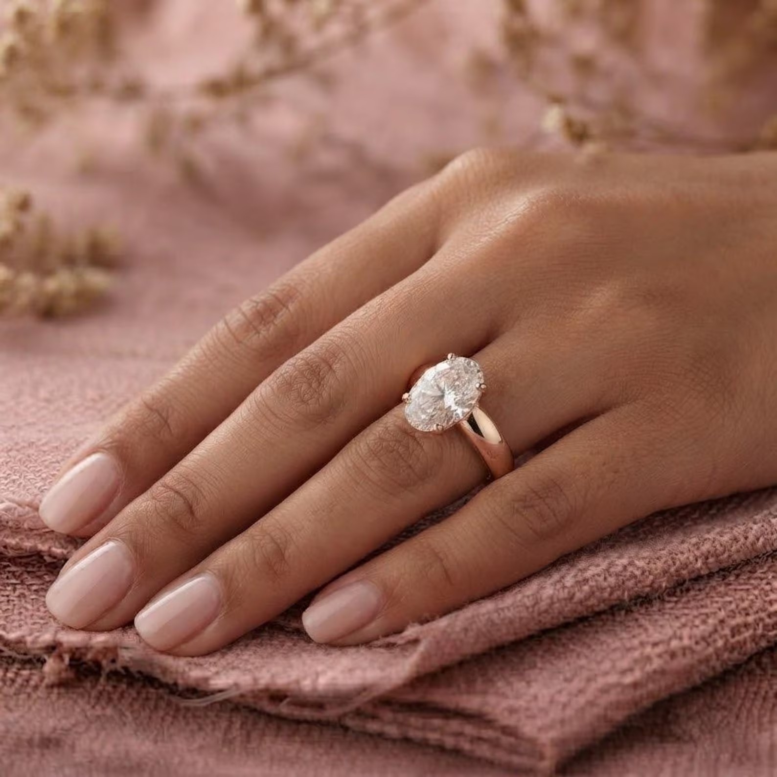 Oval Cut Moissanite Wide Band Solitaire Engagement Ring, Oval Diamond Ring, Promise Ring for Her, Anniversary Gift, Single Stone Gift Ring