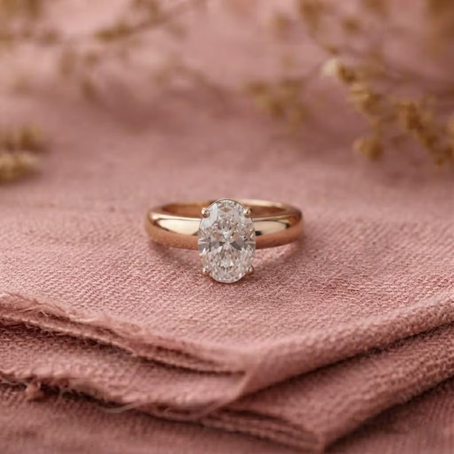 Oval Cut Moissanite Wide Band Solitaire Engagement Ring, Oval Diamond Ring, Promise Ring for Her, Anniversary Gift, Single Stone Gift Ring