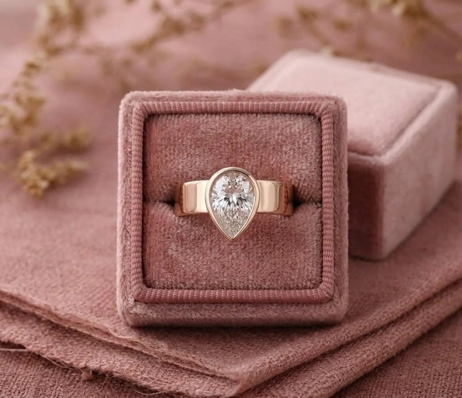 Pear Cut Moissanite Engagement Ring, Solitaire Moissanite Ring, Cigar Thick Band Ring, Single Stone Anniversary Gift, Promise Ring For Her