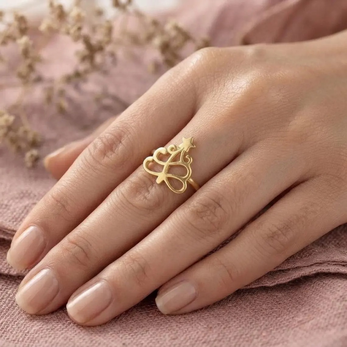 Gold Christmas Tree Ring, Christmas Tree Jewelry, Holiday Ring, Dainty Gold Ring, Festive Jewelry, Winter Ring, Christmas Gift For Her