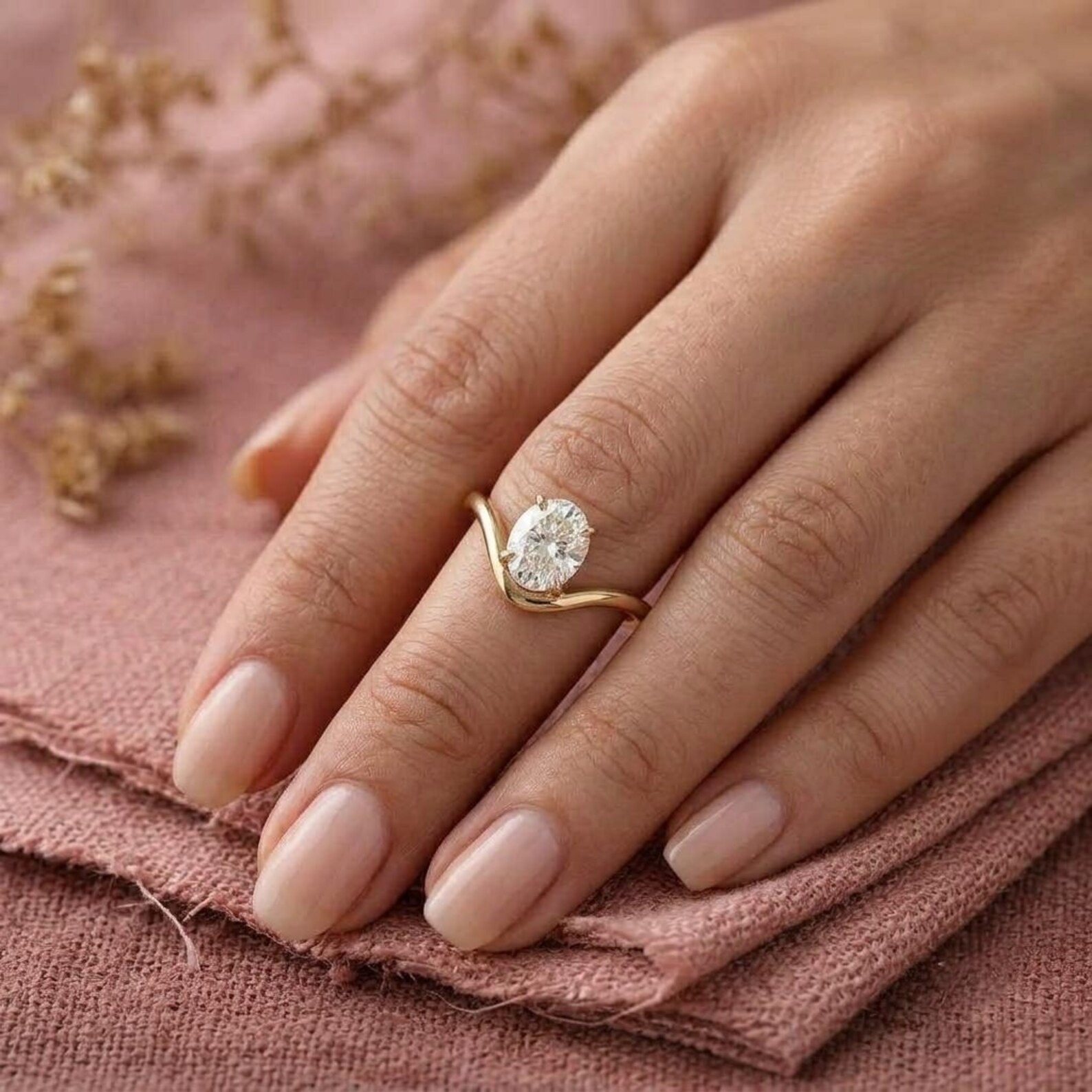 Oval Moissanite Ring, East West Diamond Oval Cut Ring, Oval Cut Solitaire Ring For Women, Bypass Unique Style Wedding Ring, Christmas Gift