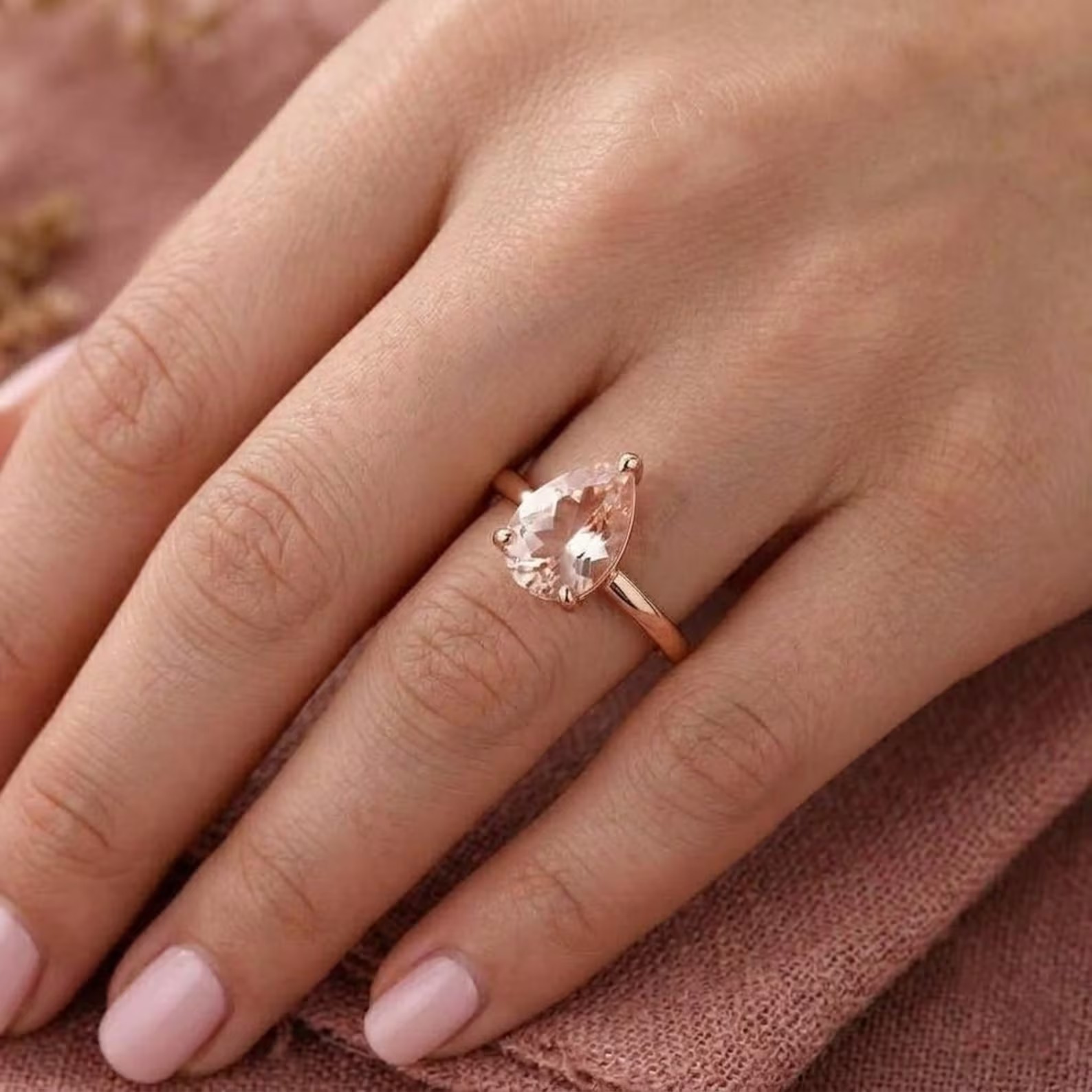 Pink Sapphire Ring, 925 Sterling Silver Handmade Ring, Pear Shape Ring, Pink Gemstone Ring, Single Stone Statement Ring, Bridal Gift For Her