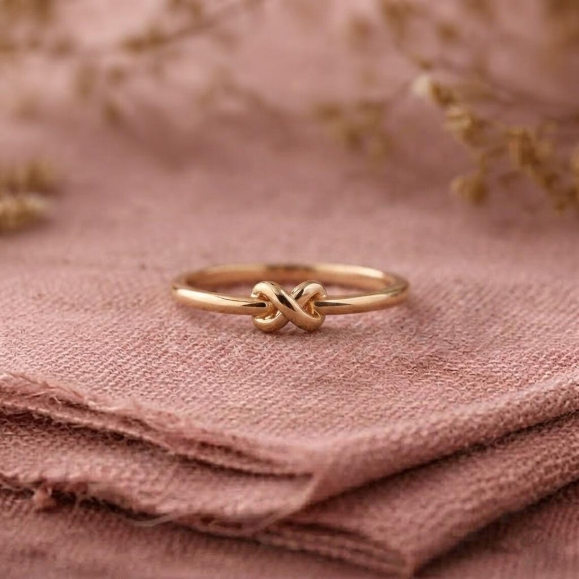 Minimalist Knot Ring, Gold Love Knot Ring, Dainty Promise Ring, Simple Stackable Ring, Infinity Knot Band, Everyday Gold Ring, Gift for Her