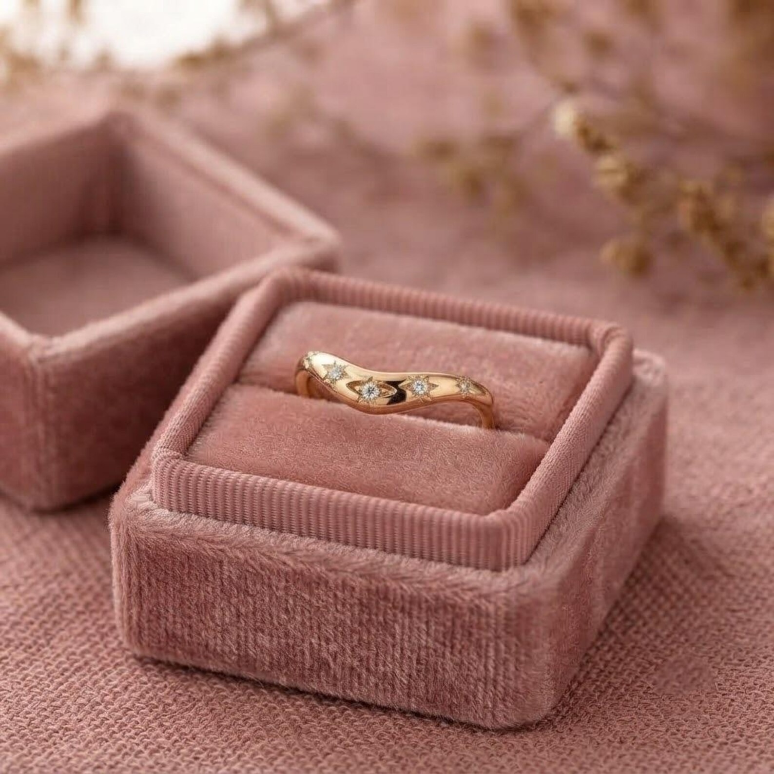 14K Gold Celestial Curved Wedding Band, Moissanite Starburst Curved Band, Half Eternity Celestial Ring For Women, Curved Diamond Star Ring