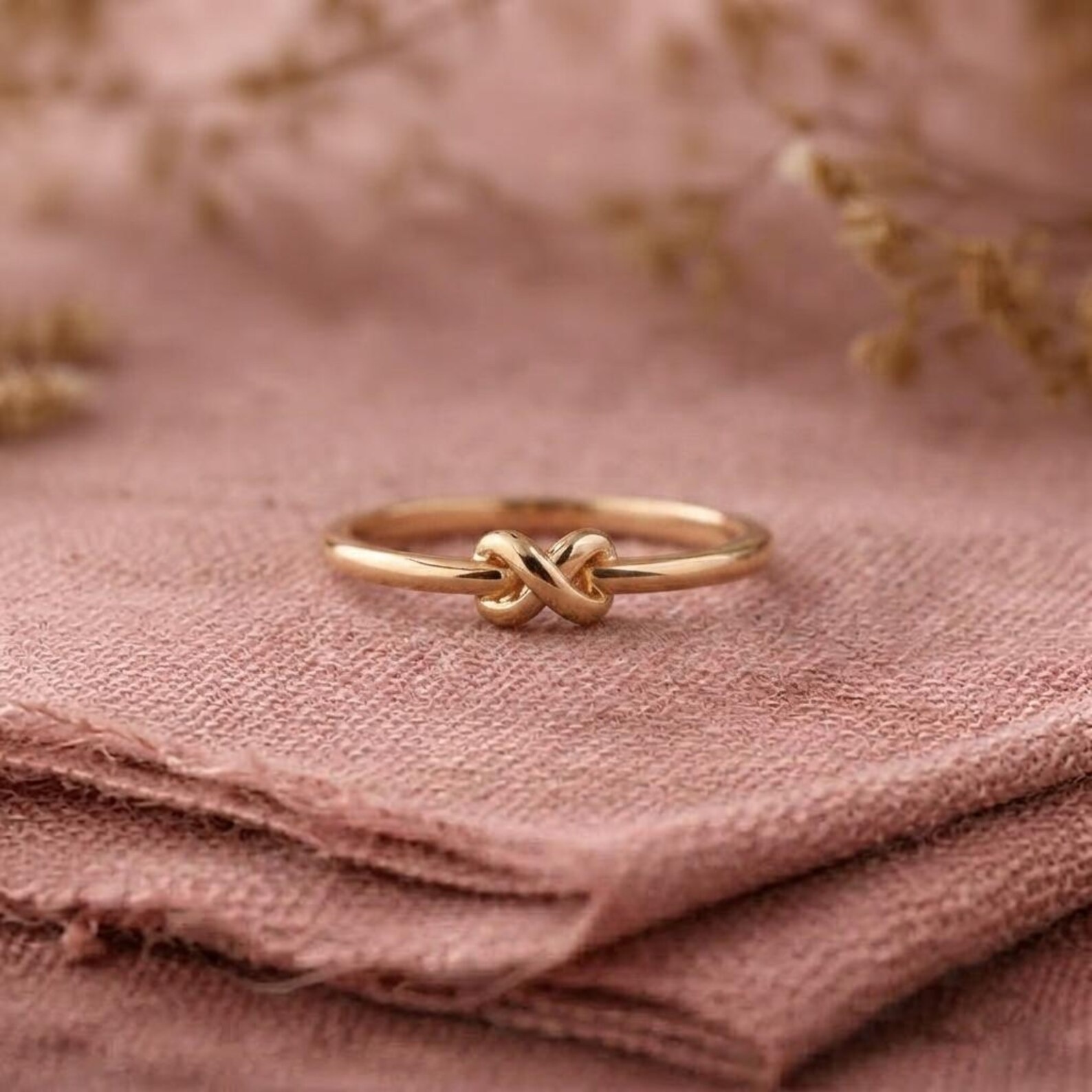 Minimalist Knot Ring, Gold Love Knot Ring, Dainty Promise Ring, Simple Stackable Ring, Infinity Knot Band, Everyday Gold Ring, Gift for Her