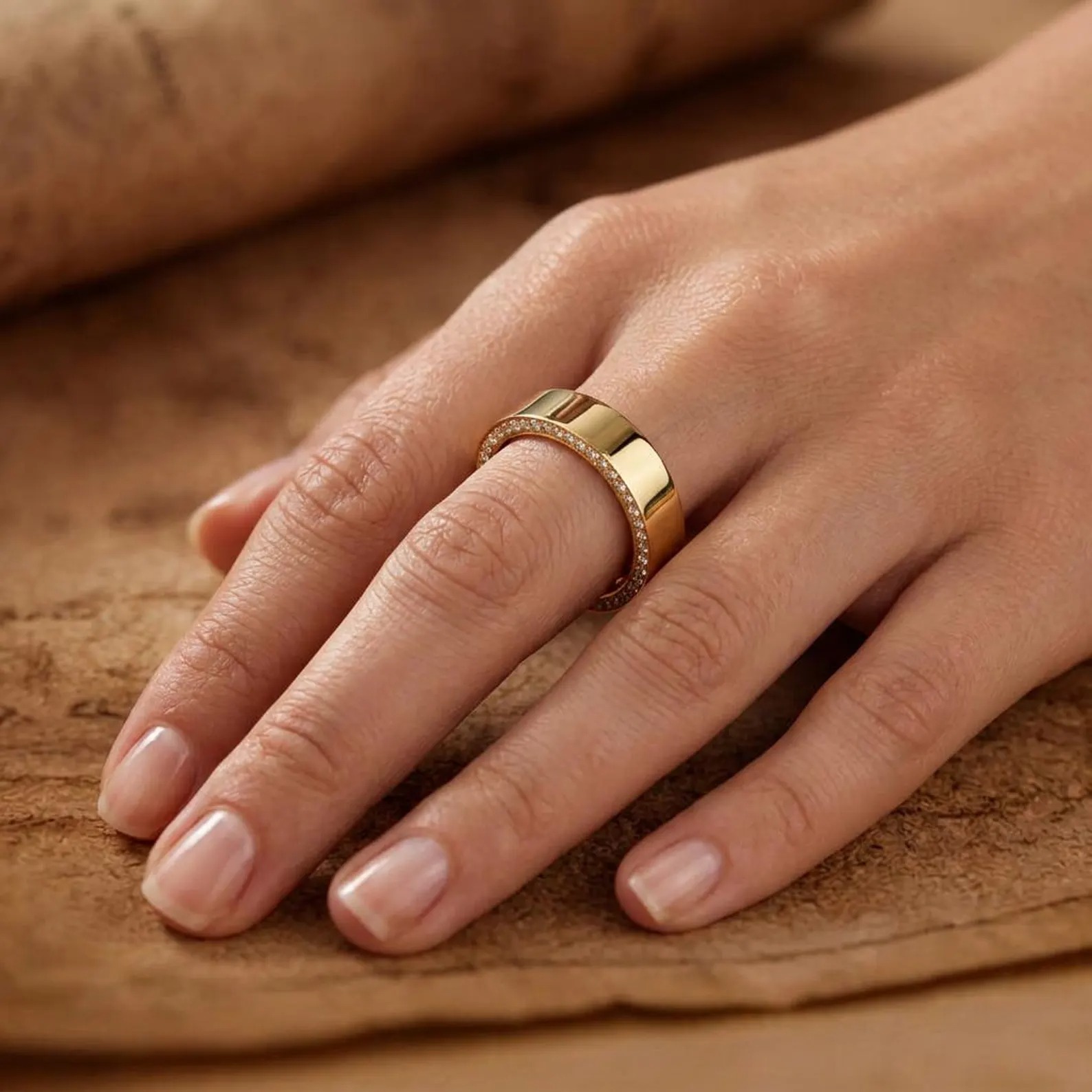 Mens Diamond Wedding Band, Hidden Halo Ring For Men, Lab Grown Diamond Band, Wide Gold Wedding Ring, Luxury Mens Ring