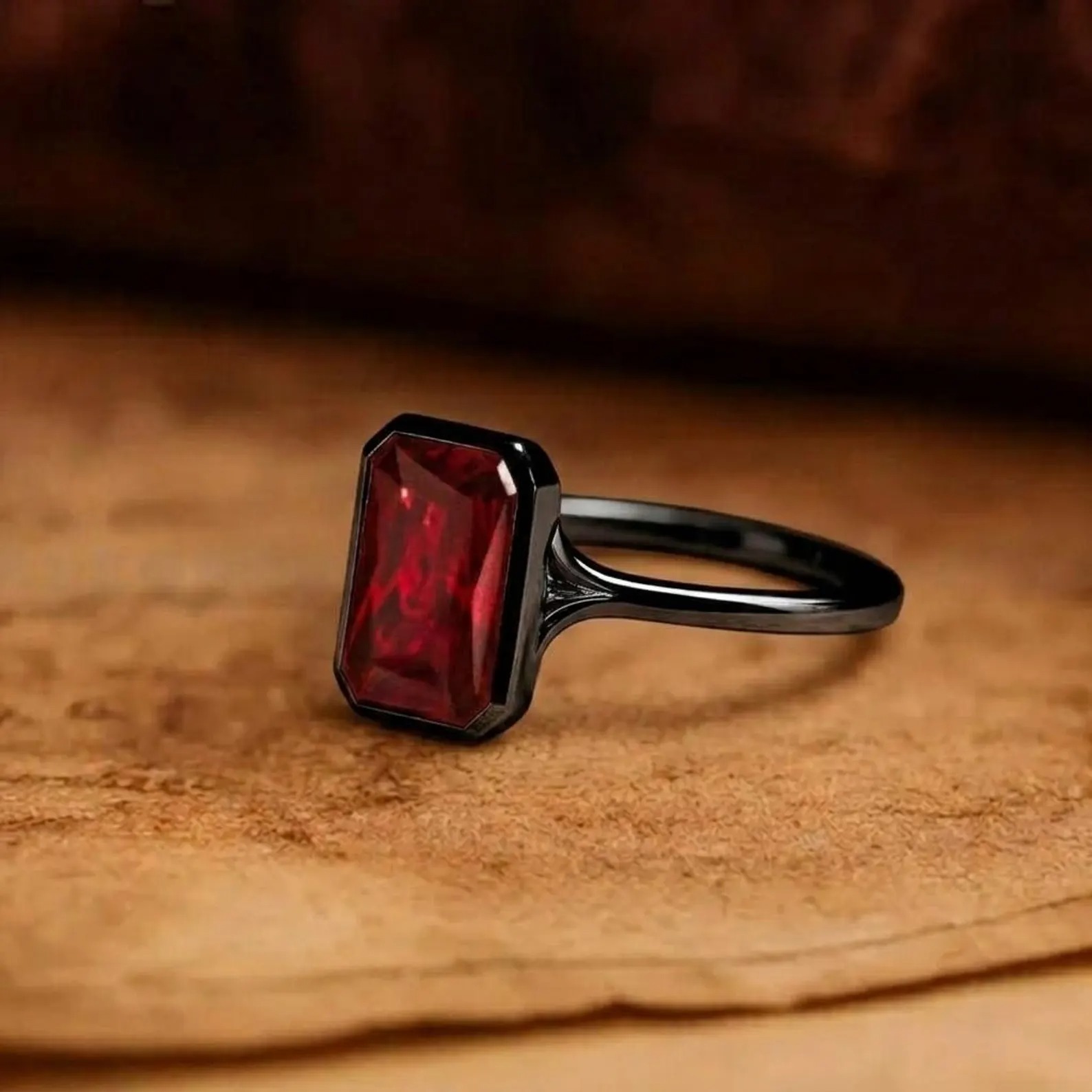 Emerald Cut Lab Ruby Engagement Ring - 14K Yellow Gold July Birthstone Ring Solitaire Promise Wedding Jewellery unique Bridal Ring