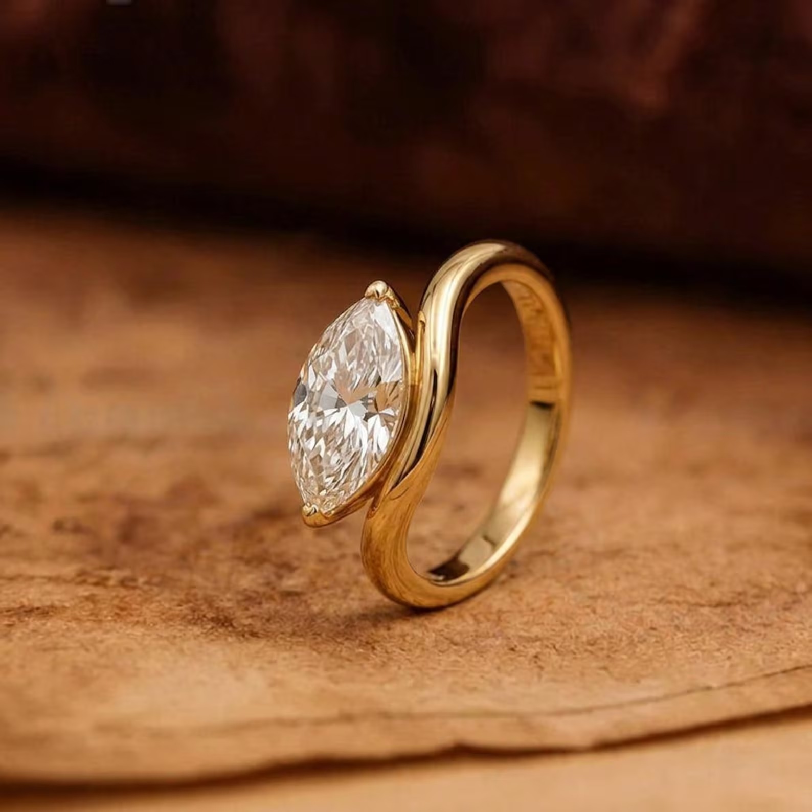 Marquise Moissanite Ring: East-West Sterling Silver Signet, Way Diamond Wedding Ring, Gift For Her