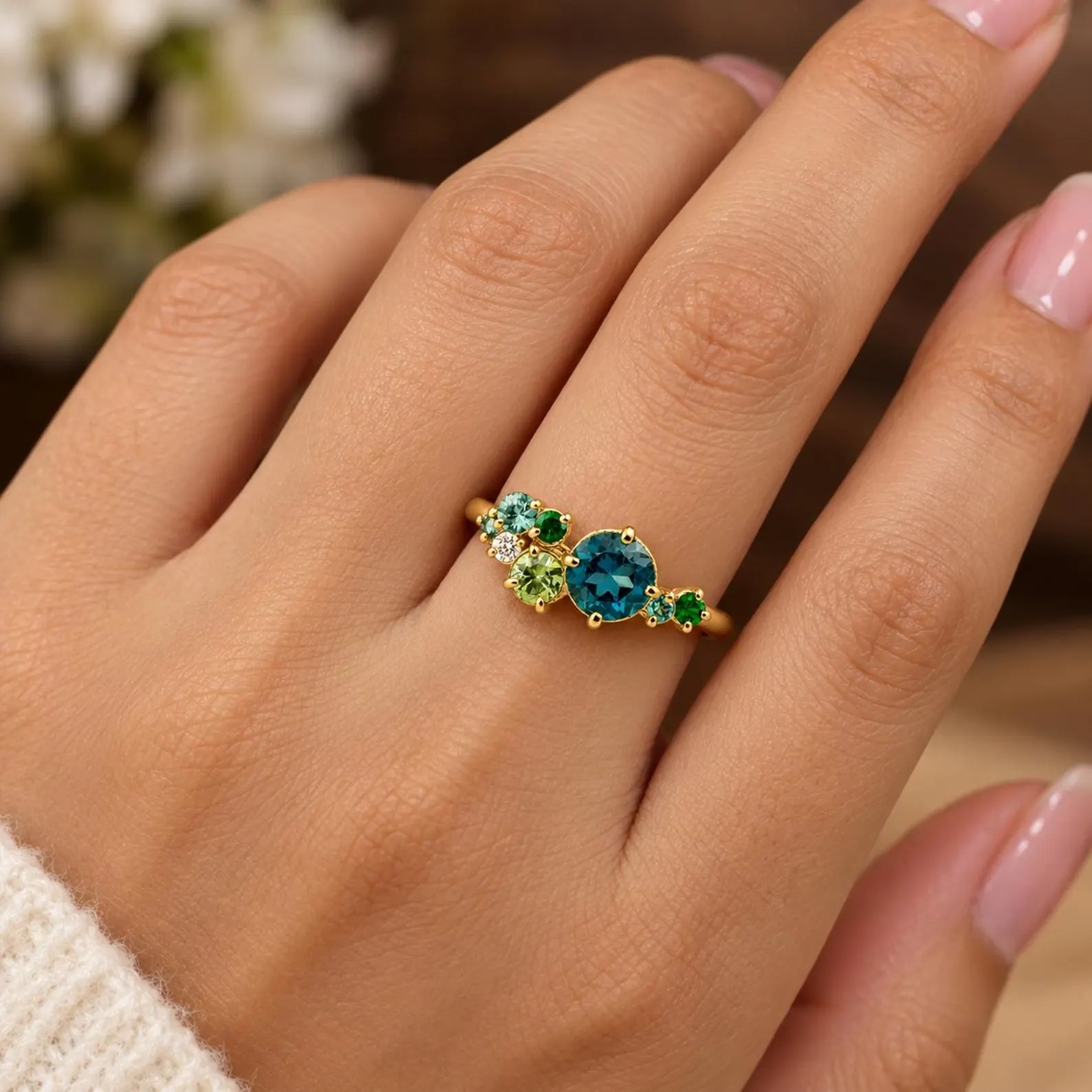 Personalised Two Birthstone Ring, Custom Family Birthstone Ring, Dainty Gemstone Ring, Mothers Ring, Birthday Gifts, Christmas Gifts for Her