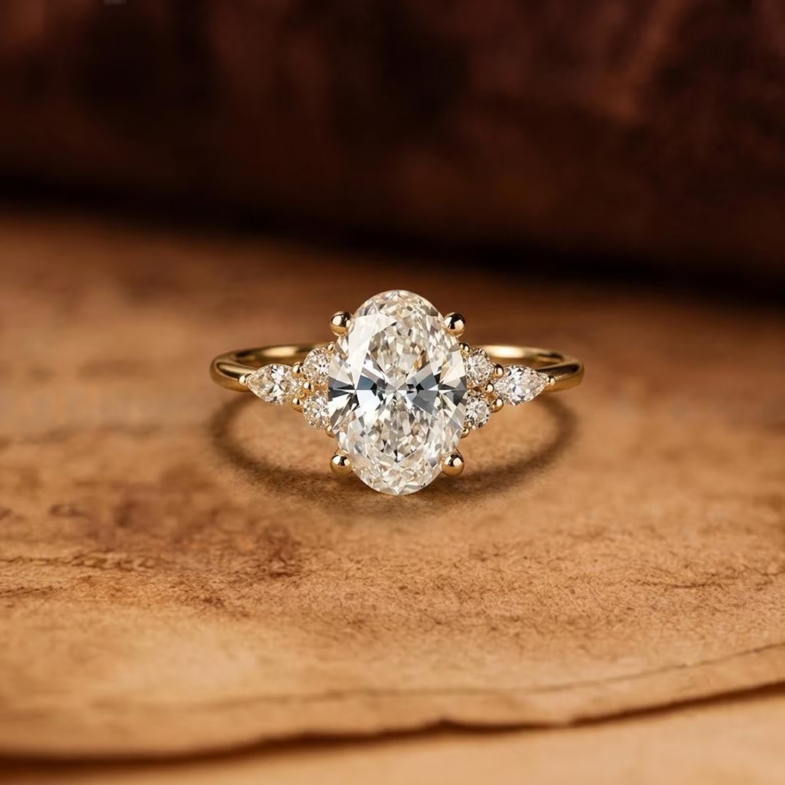 Oval Moissanite Engagement Ring, Vintage Gold Ring, Oval Solitaire Ring, Dainty Promise Ring, Handmade Bridal Ring, Gift for Her