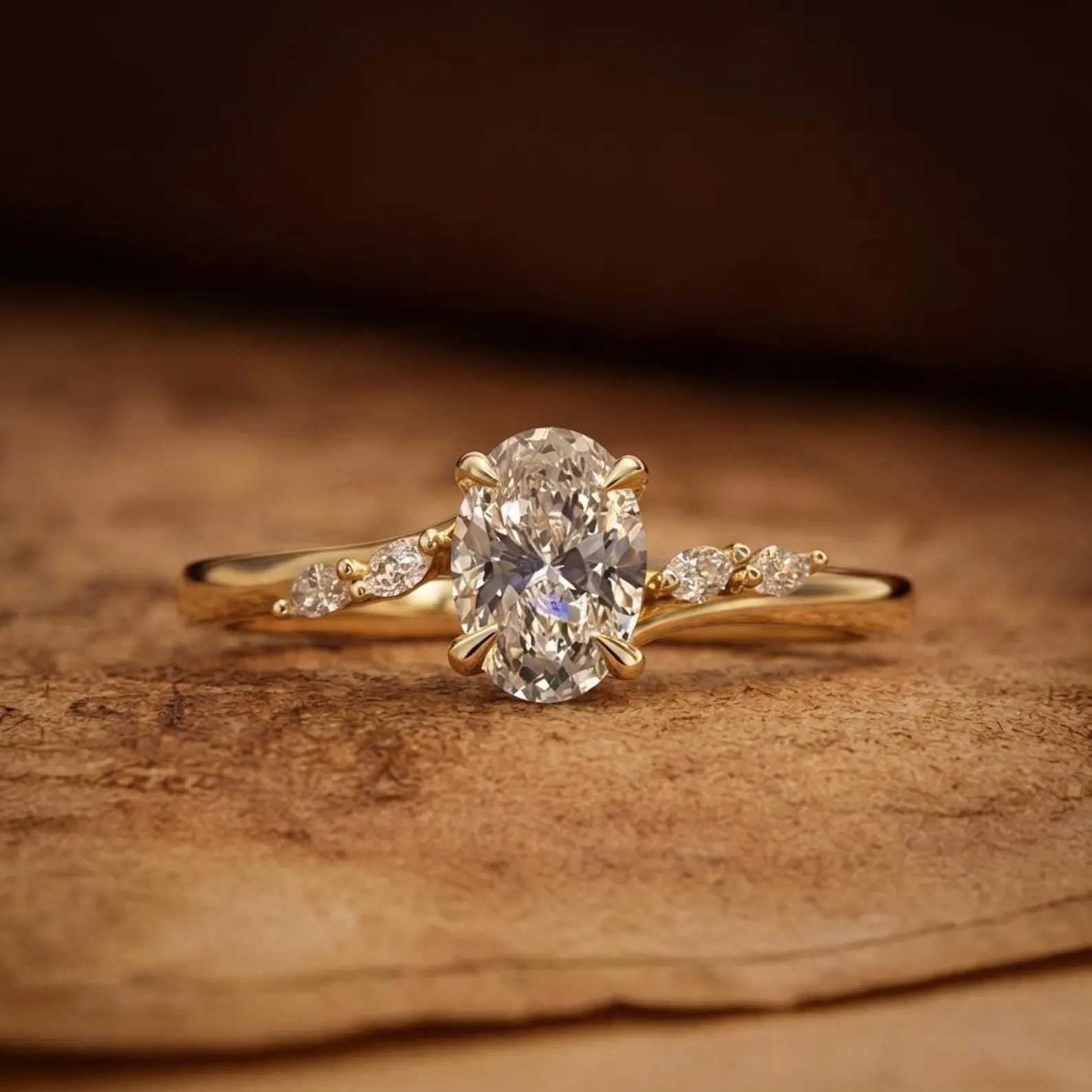 Oval Cut Moissanite Engagement Ring 14K Gold Plated ,Dainty Promise Ring, Luxury diamond ring Minimalist Bridal Ring ,Anniversary Gift