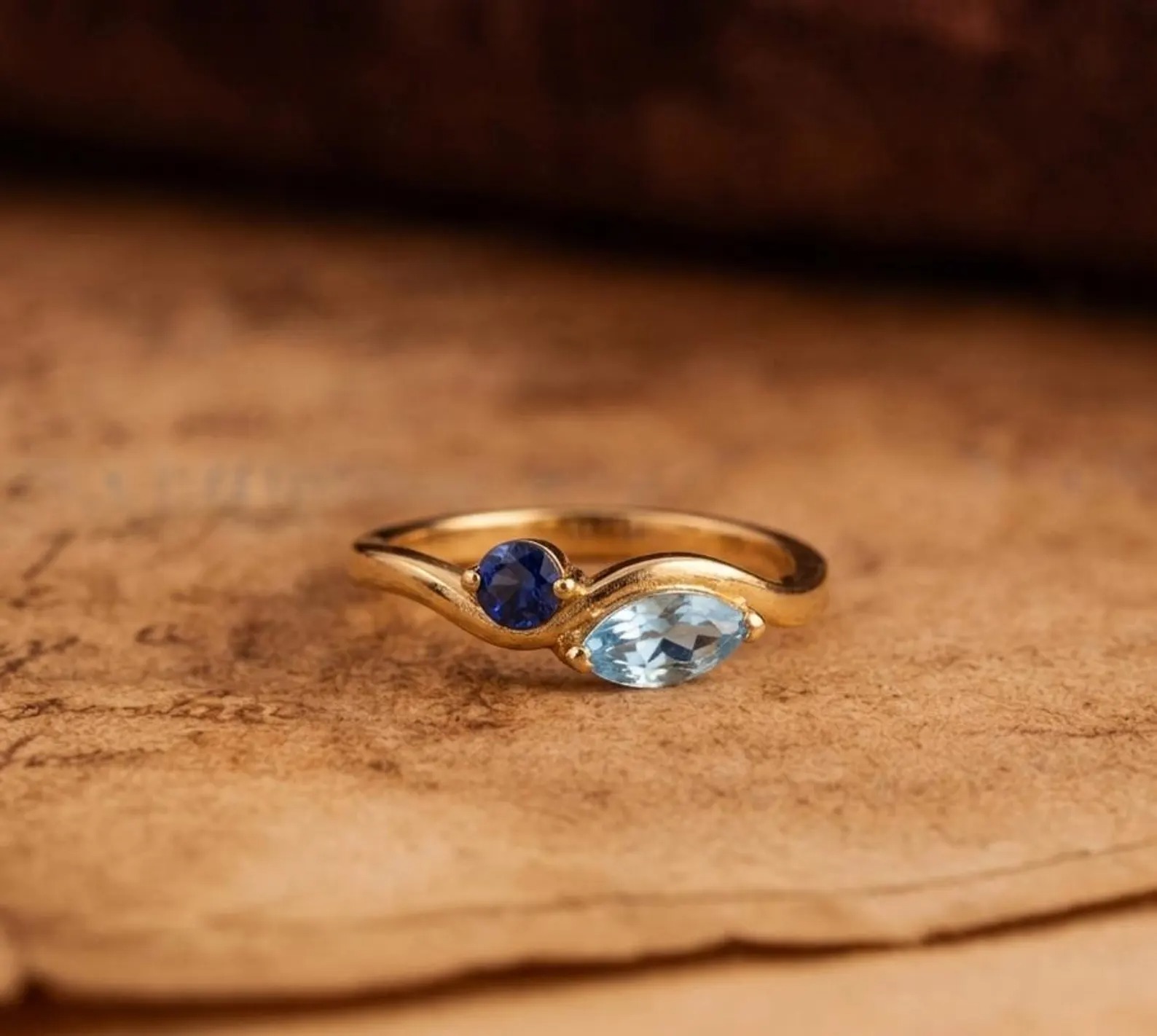 Personalized Birthstone Cluster Ring, Multi Stone Family Ring, Custom Birthstone Ring for Mom, Unique Asymmetrical Gemstone Ring Gift