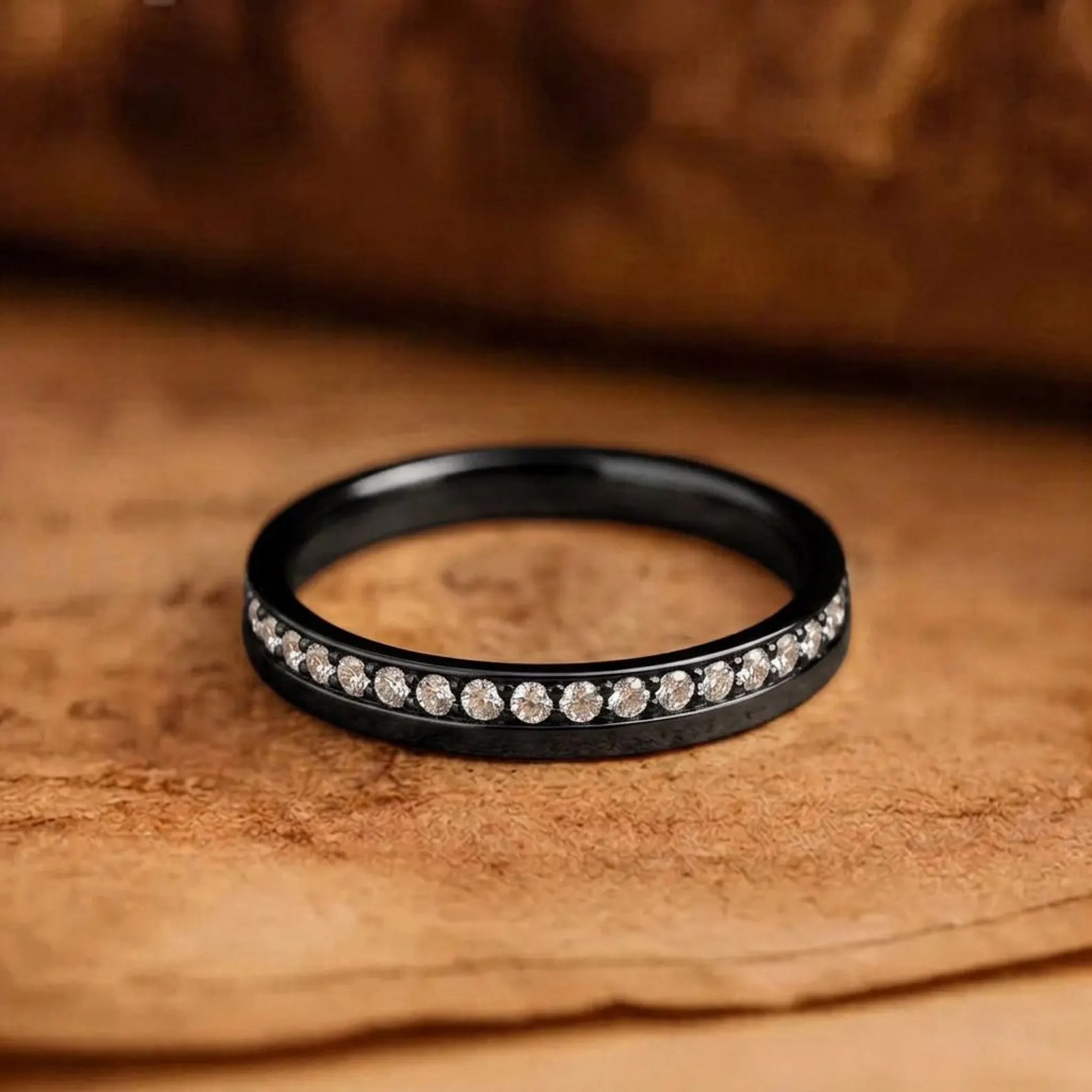 14K Gold Moissanite Half Eternity Band | Minimalist Wedding Ring | Stackable Promise Ring | Thin Pave Band | Anniversary Gift for Her