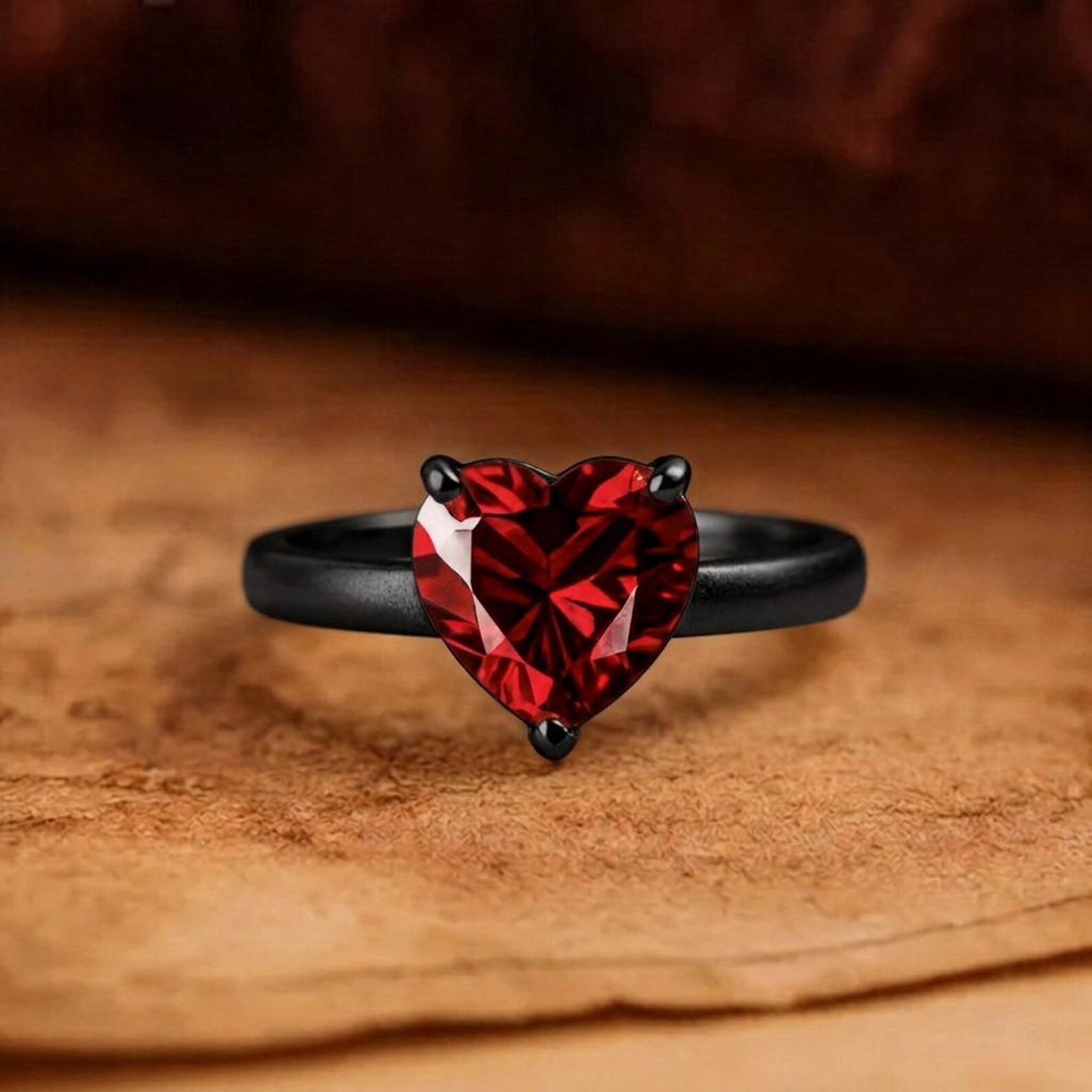 Unique Vintage Solitaire Ruby Wedding Ring Heart Cut Red Gemstone July Birthstone Yellow Gold Plated Ring Personalized Rings Gift For Love