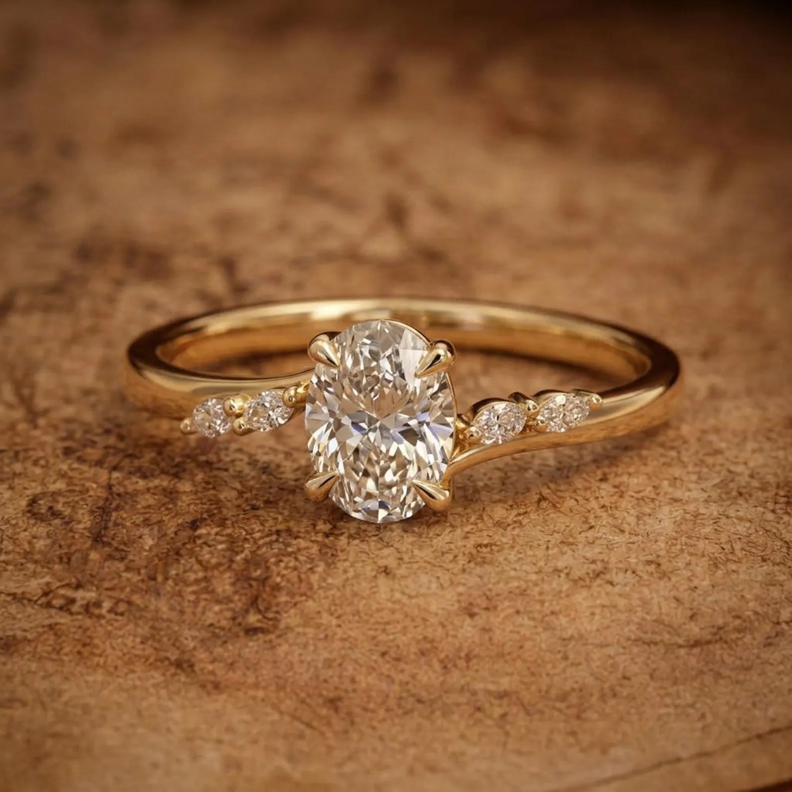 Oval Cut Moissanite Engagement Ring 14K Gold Plated ,Dainty Promise Ring, Luxury diamond ring Minimalist Bridal Ring ,Anniversary Gift