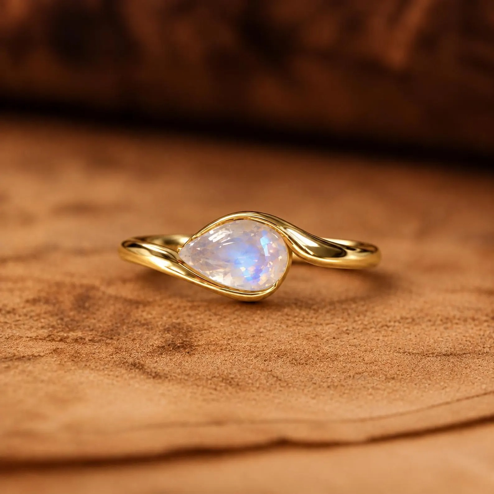 Marquise Moonstone Ring: East-West Sterling Silver Signet, Way Moonstone Wedding Ring, Gift For Her