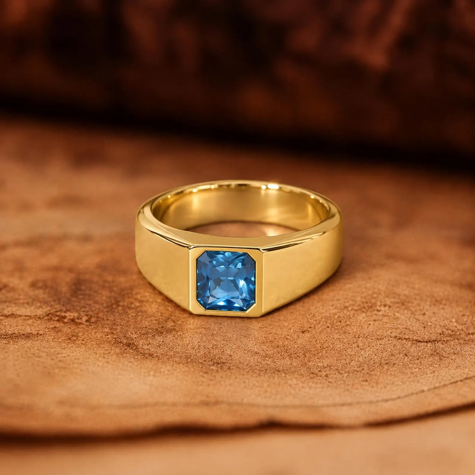Custom Men’s Birthstone Ring, Personalised Signet Ring for Men, Engraved Ring, Birthday Gift for Him, Father’s Day Gift, Anniversary Gift