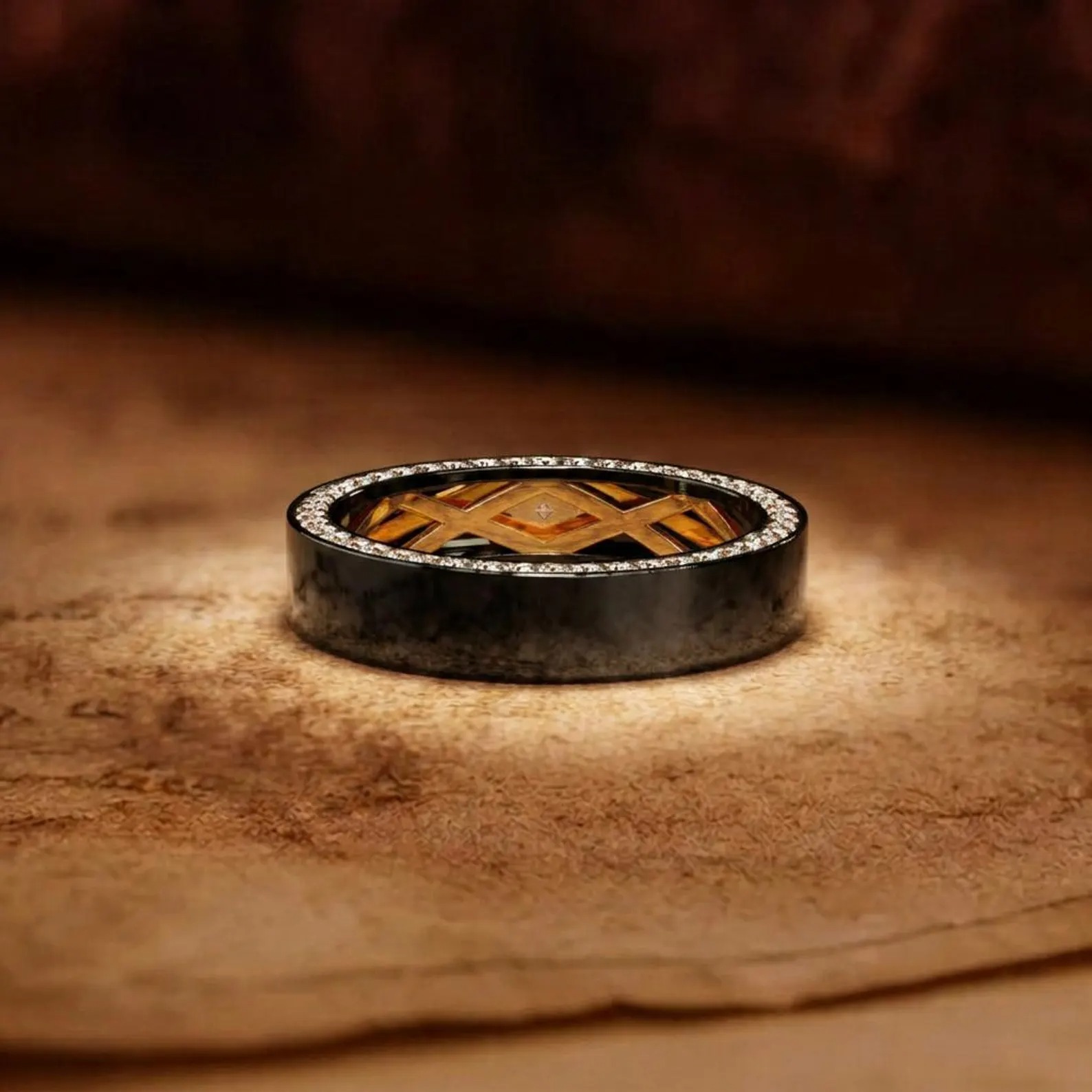 Mens Diamond Wedding Band, Hidden Halo Ring For Men, Lab Grown Diamond Band, Wide Gold Wedding Ring, Luxury Mens Ring