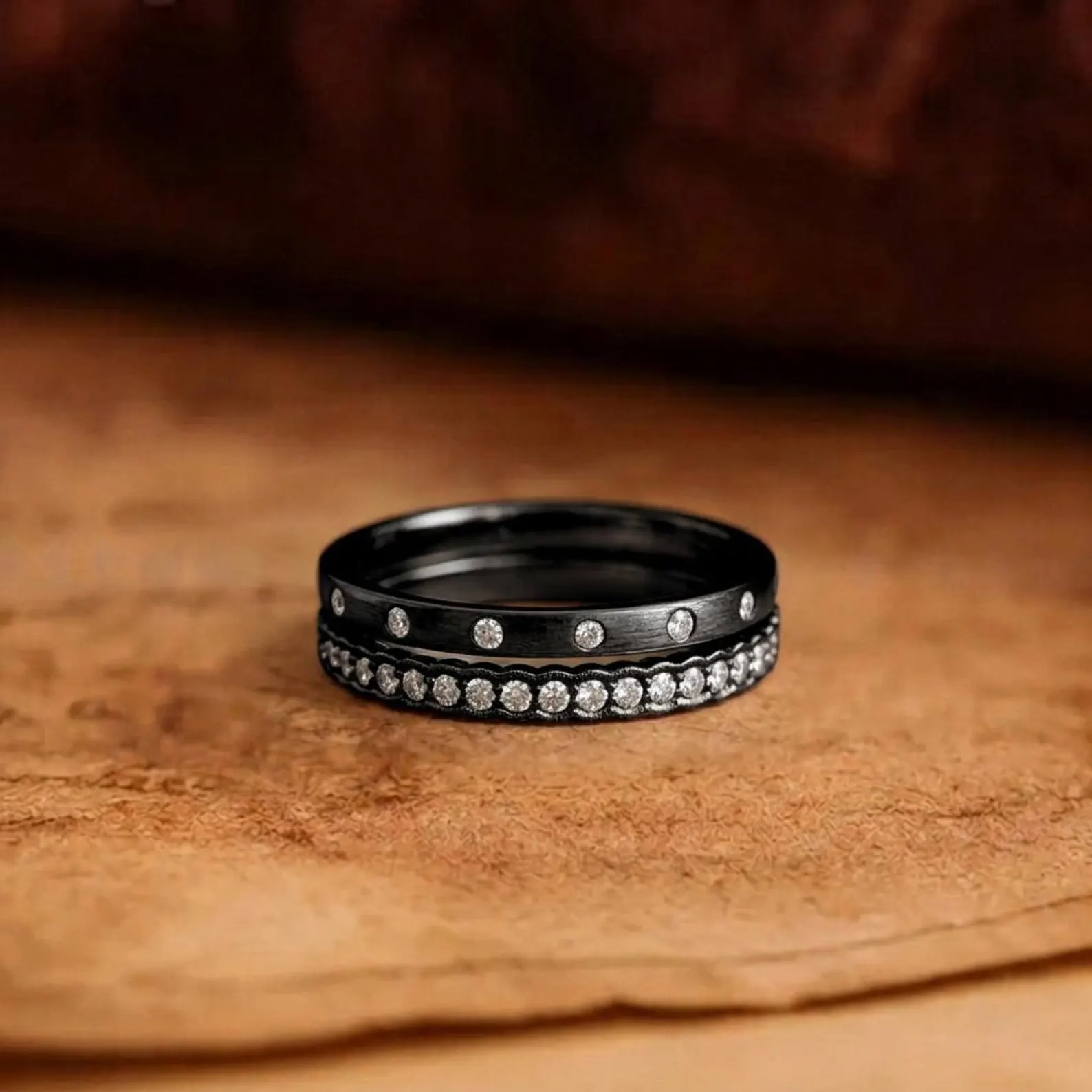 Micro Pave Diamond Wedding Band, Full Eternity Stackable Ring,Moissanite Diamond Wedding Ring, Double Anniversary Band Gift for Her