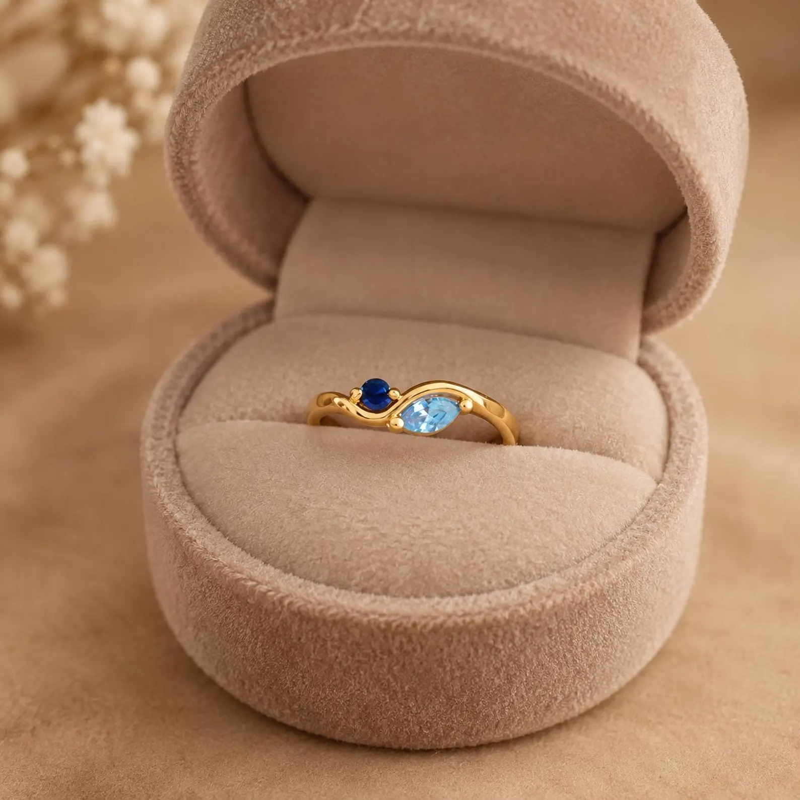 Personalized Birthstone Cluster Ring, Multi Stone Family Ring, Custom Birthstone Ring for Mom, Unique Asymmetrical Gemstone Ring Gift