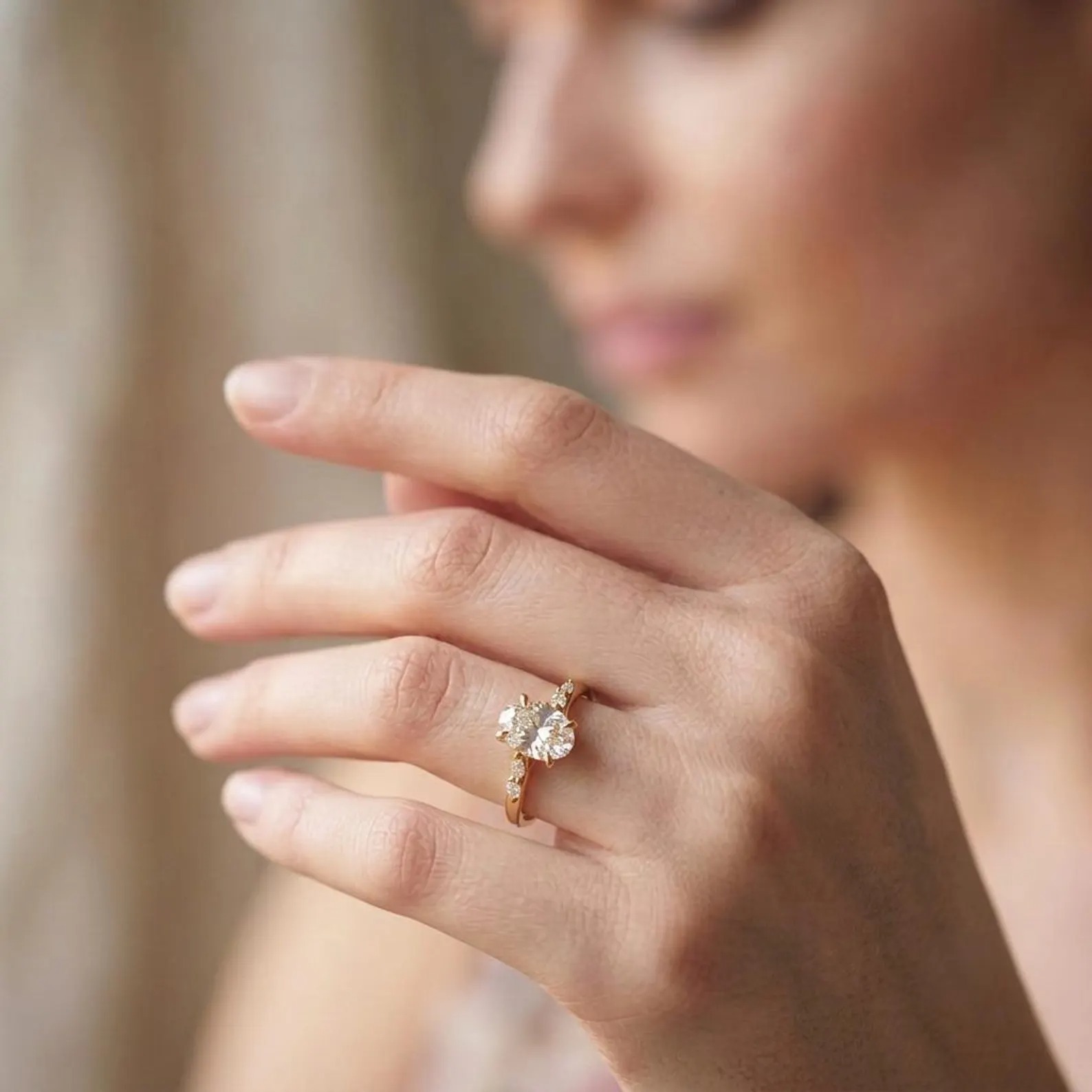 Oval Cut Moissanite Engagement Ring 14K Gold Plated ,Dainty Promise Ring, Luxury diamond ring Minimalist Bridal Ring ,Anniversary Gift
