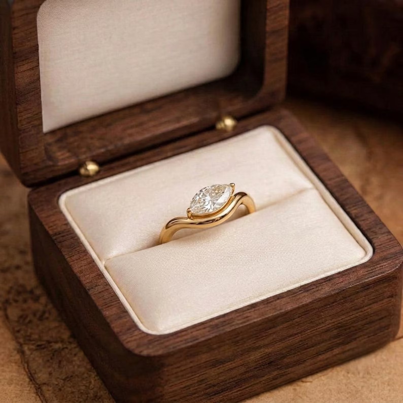 Marquise Moissanite Ring: East-West Sterling Silver Signet, Way Diamond Wedding Ring, Gift For Her
